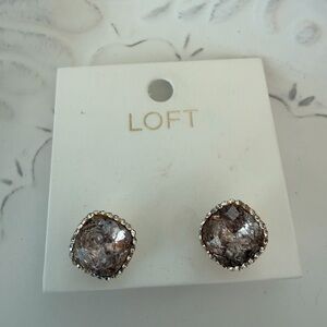 LOFT Lilac Crystal Gold Stud Earrings
